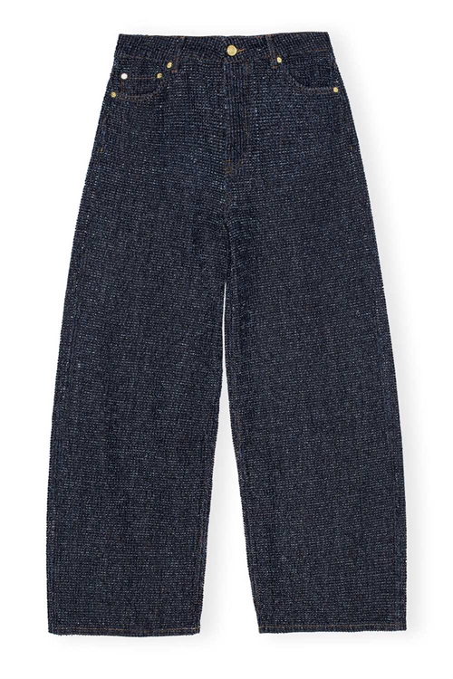 GANNI DARK BLUE FLUFFY WIDE JEANS RINSE